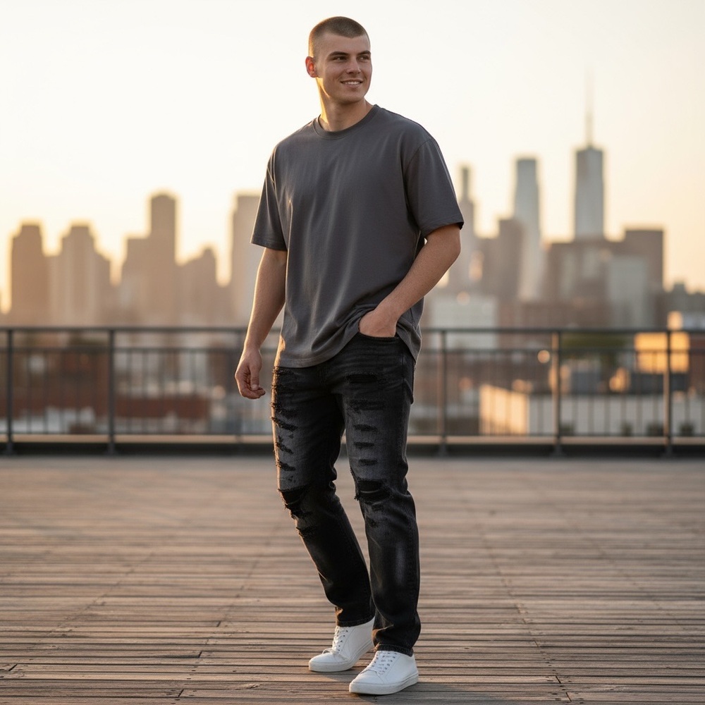 Jordan Craig Black Washed Relaxed Jeans